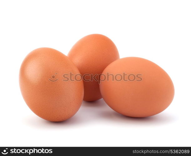 three eggs isolated on white background