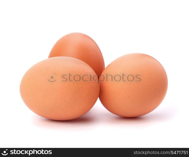 three eggs isolated on white background