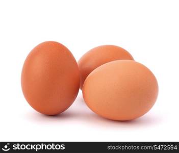 three eggs isolated on white background