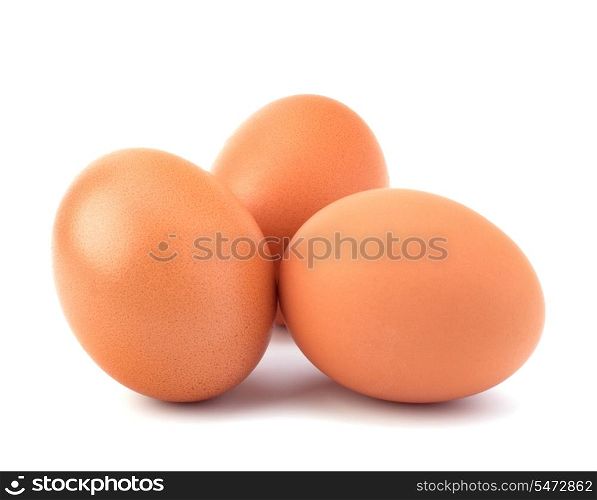 three eggs isolated on white background