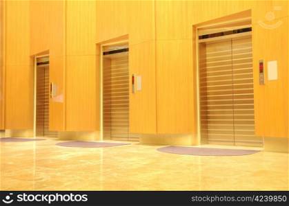 Three elevator doors in new office building