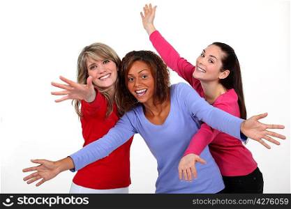 Three excited women