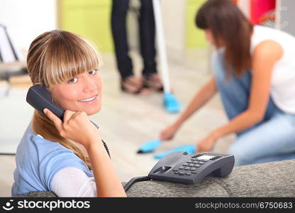 three female students sharing flat