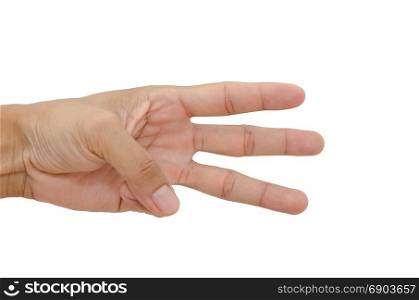 three fingers isolated on the white.