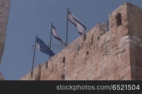 three flags on the Tower of David