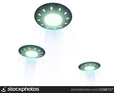 three flying ufo. 3D