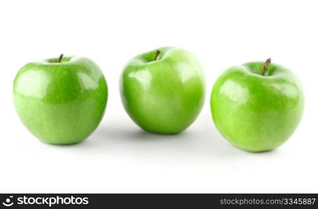 three green apples. three green apples isolated on white background