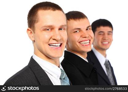 Three laughing businessmen