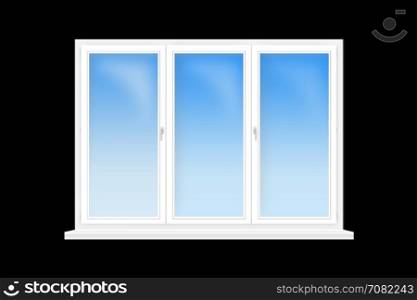 three-leaved window isolated on the black. three-leaved window isolated on the black background