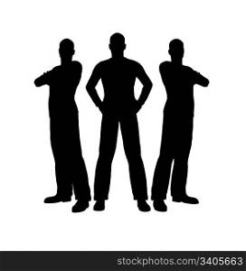 three men silhouette