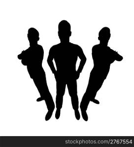 three men silhouette wide angle