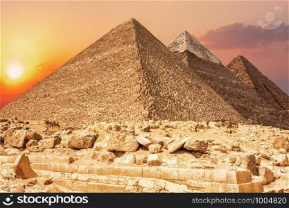 Three most famous pyramids of Giza, Egypt.. Three most famous pyramids of Giza, Egypt