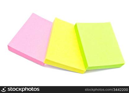three office sticky notes on white