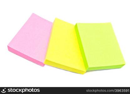 three office sticky notes on white background