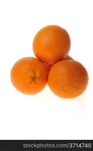 three oranges isolated on white background