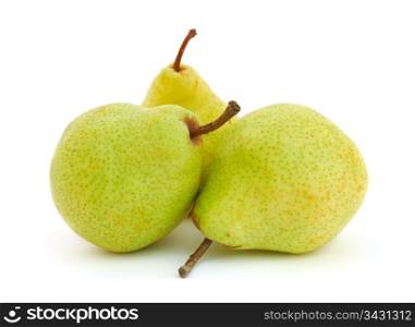 Three pears isolated on white background . Pears