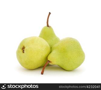 Three pears isolated on white background. Three Green Pears