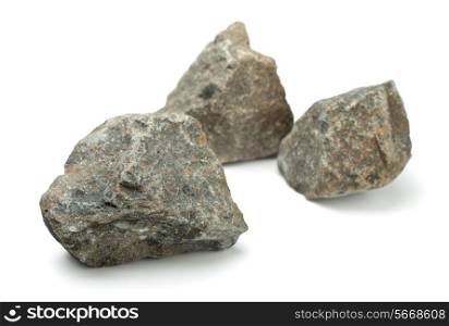 Three pieces of raw rocks isolated on white