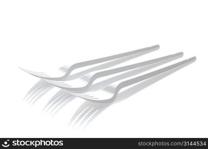 Three plastic forks