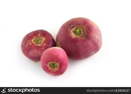Three purple turnips