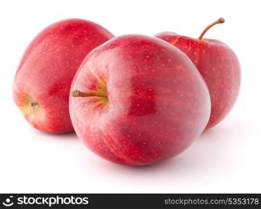 three red apples isolated on white background