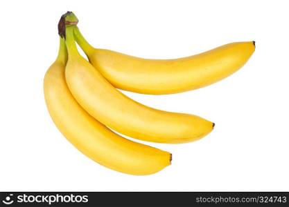 Three ripe bananas isolated on white
