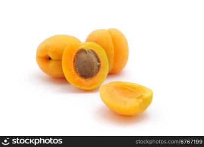 Three ripe isolated apricot. Element of design.
