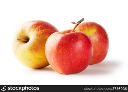 Three ripe juicy apple isolated on white background