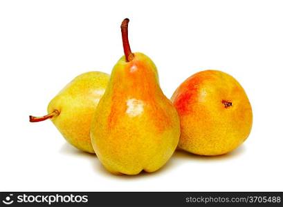 Three ripe pears isolated on white background