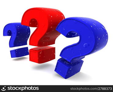 Three signs on a question. 3d
