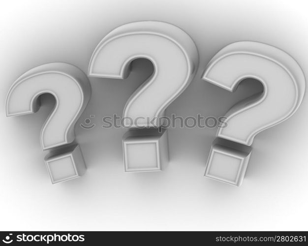 Three signs on a question. 3d