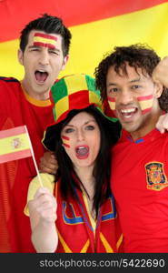 Three Spanish football fans