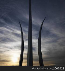 Three spires of Air Force Memorial in Arlington, Virginia, USA.