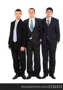 Three standing young businessmen