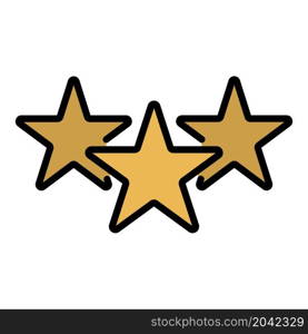 Three stars icon. Outline three stars vector icon color flat isolated. Three stars icon color outline vector