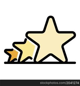 Three stars in a row icon. Outline three stars in a row vector icon color flat isolated. Three stars in a row icon color outline vector