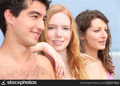 Three teens at the beach