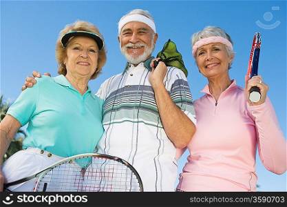 Three tennis players, portrait