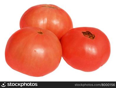 Three tomato on a white background