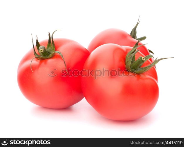 Three tomato vegetables isolated on white background cutout