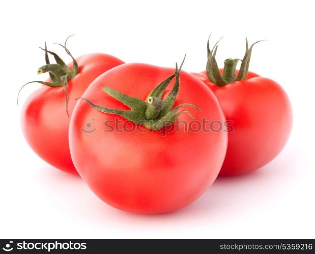 Three tomato vegetables isolated on white background cutout
