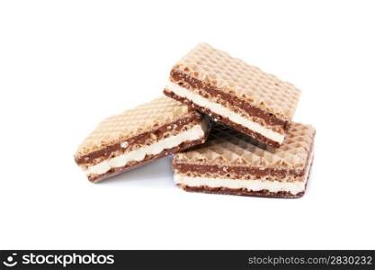 Three wafers isolated on white background.
