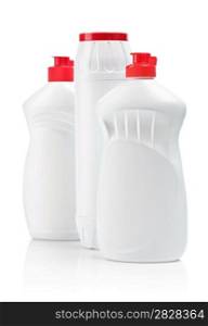 three white bottle for cleaning