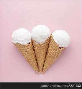 three white ice creams