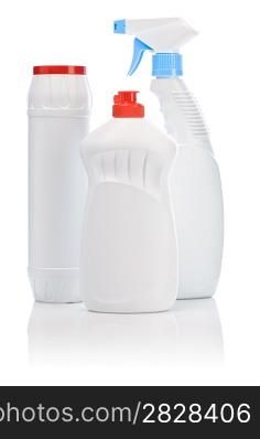 three whiye bottles for clean