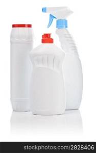 three whiye bottles for clean