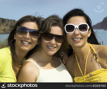 Three women at the beach