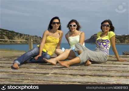 Three women at the beach