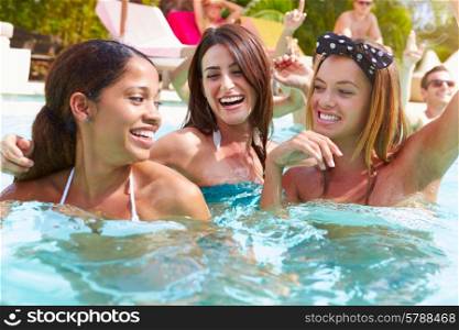 Three Women Having Fun In Swimming Pool