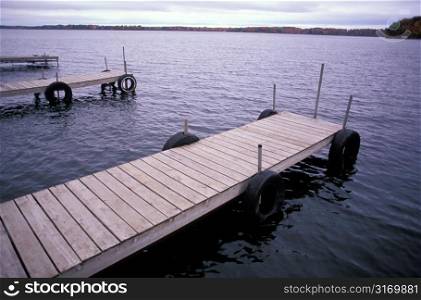 Three Wooden Docks on the Water